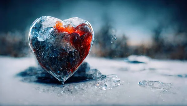 a illustrative representation of a heart in the ice