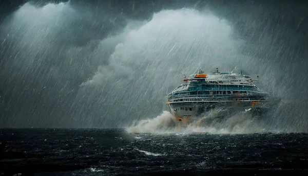 Illustration Cruise Ship Storm — Stockfoto