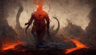 a illustration of a demon in hell