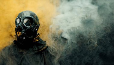 a illustration gas mask during chemical attack