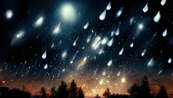 a illustration star rain in the sky at night