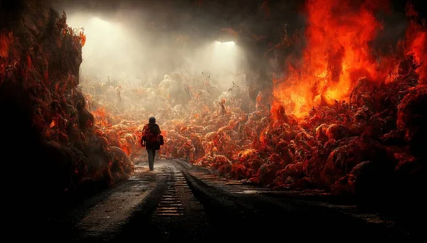 a illustration escape from hell AI-generated image Midjourney