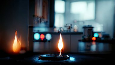 a illustration of a tea light in the kitchen save electricity