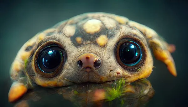 a illustration of cute turtle with big eyes