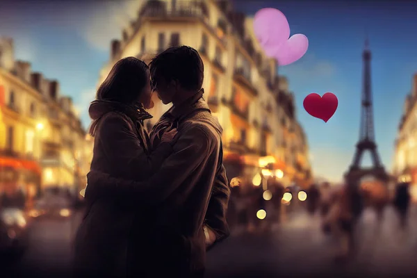 a illustration of a love in paris