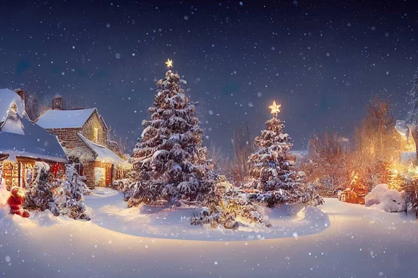 a illustration village square for christmas