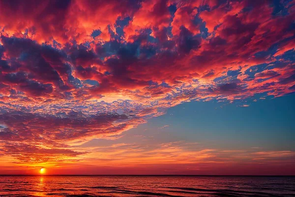 Illustration Magical Sunset Ocean — Fotografia de Stock