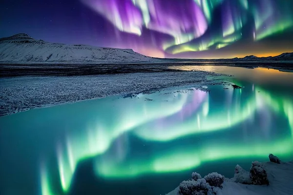 Illustration Fascinating Aurora Shot Iceland — Stock Photo, Image