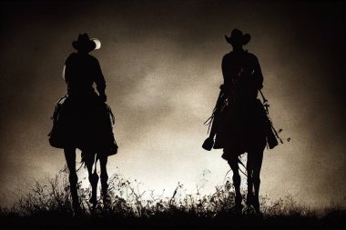 a illustration of cowboys on horses