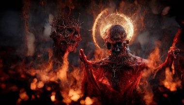 a illustration of a demon in hell