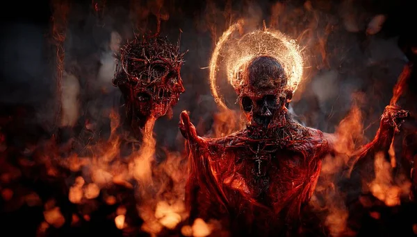a illustration of a demon in hell