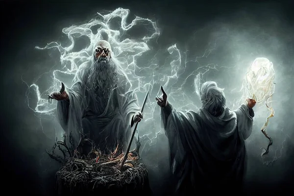 Ілюстрація Розлюченого Чарівника Злих Духів — стокове фото