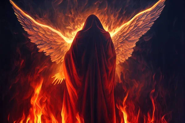 Een Illustratie Engel Des Doods Met Vuur — Stockfoto