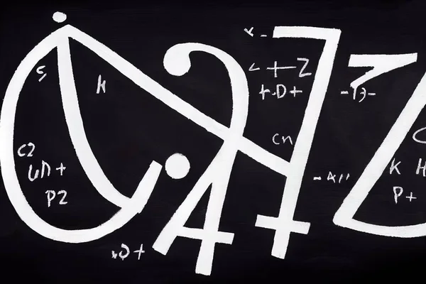 a illustration of chemical formula on a blackboard