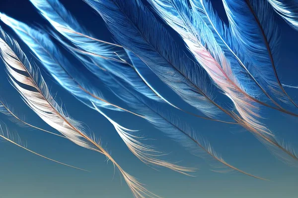 Ilustración Plumas Flotan Través Del Cielo Azul —  Fotos de Stock