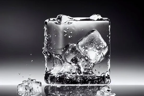 Ilustrace Vody Zamrzlé Kostce Ledu — Stock fotografie