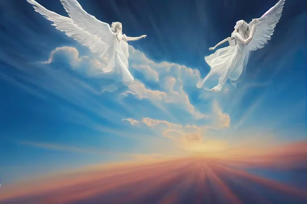 Ілюстрація Ангелів Танцюють Небі — стокове фото