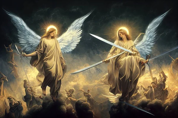 Illustration Angels Swords — Stok fotoğraf