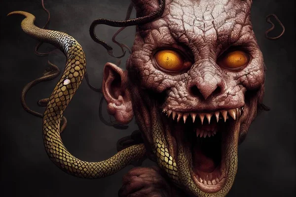 Illustration Creepy Snake Demon — Stock Photo, Image