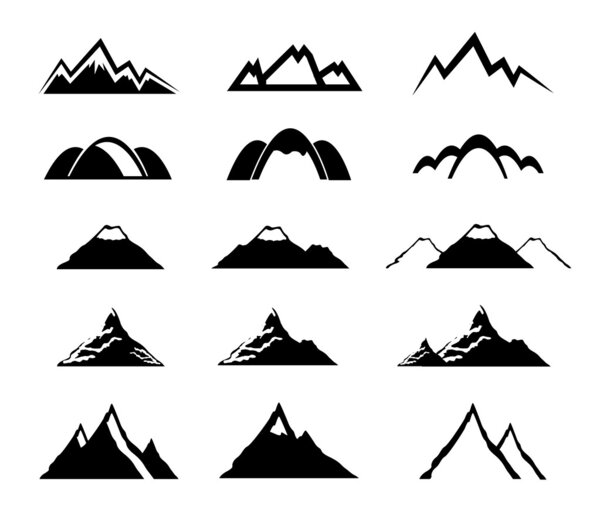 Mountain icons set