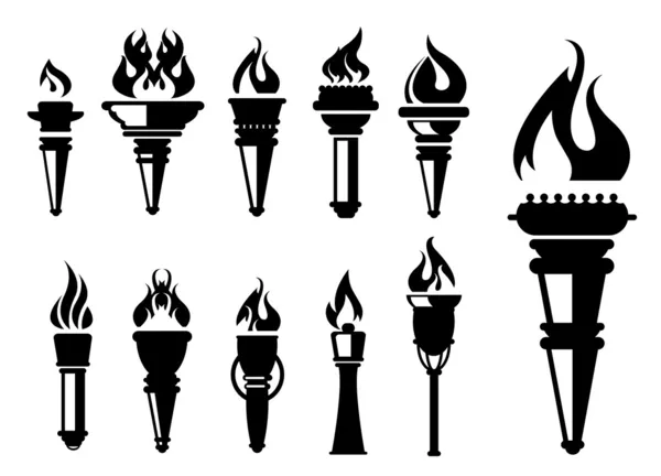 Torch icons set — Stock Vector
