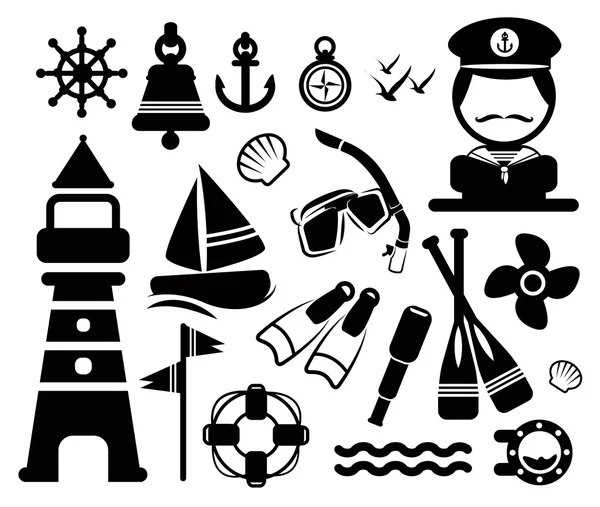 Námořní a letní ikony — Stockový vektor