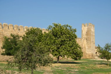 Antik Kale 'de. Askeri kule tahkimatı. Eski kasabayı çevreleyen ortaçağ savunma duvarı. Arkeolojik kazılar Ackerman kalesini harabeye çevirdi.