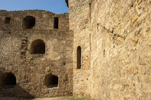 Дыры Средневековых Орудий Оборонительной Крепости Место Защиты Каменных Стенах Точка — стоковое фото
