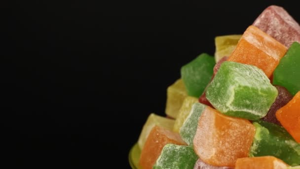 Colored Turkish Delight Rotate Black Background — Stock Video