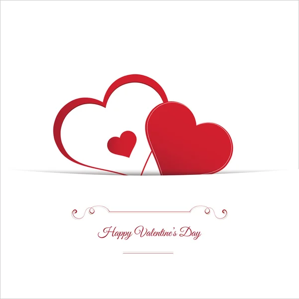 Valentinstag-Karte mit zwei Herzen auf weißem Hintergrund — Stockvektor
