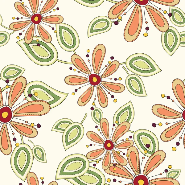 Nahtlose bunte Muster mit lustigen Blumen auf dem hellen Backgr — Stockvektor