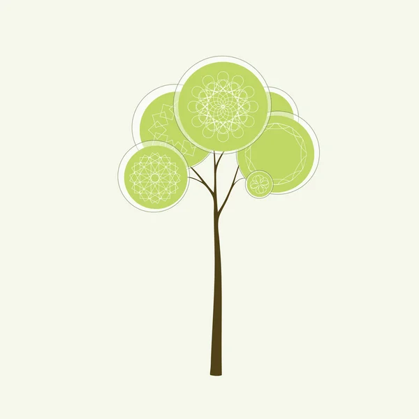 Árbol estilizado con círculos y adornos — Vector de stock