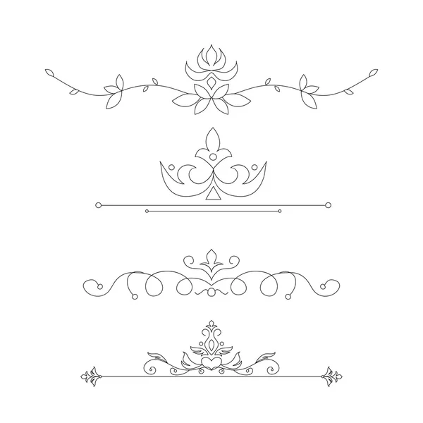 Conjunto de elementos caligráficos de diseño floral y decoración de página — Vector de stock