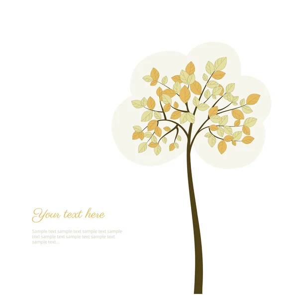 Stylized  tree with natural leaves. Beautiful background. Card — Stock Vector