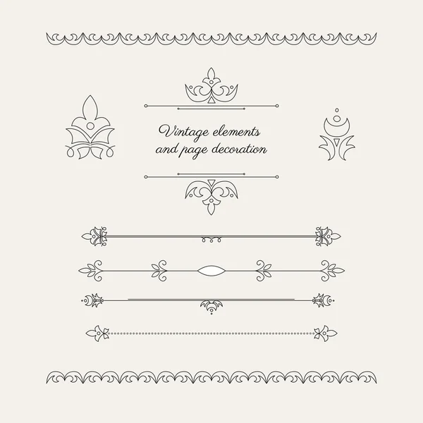 Vintage elements and page decoration. Monochrome vector set — Stock Vector