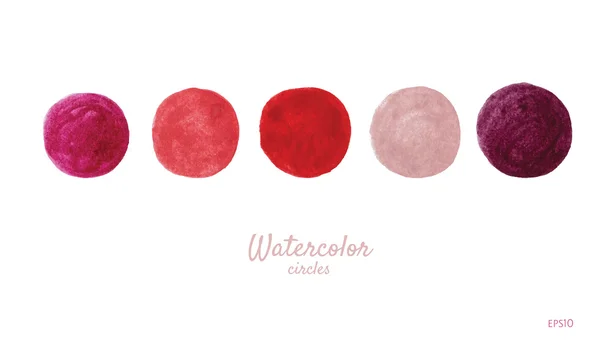 Set of circles of watercolor. Shades of red and burgundy isolate — Stock Vector