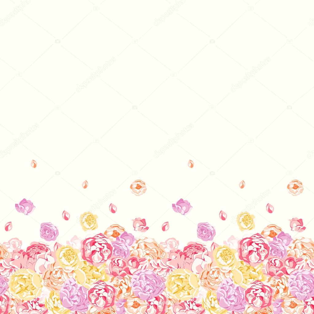 Seamless colorful pattern with flowers of peonies and roses