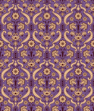 Seamless ornamental vintage pattern with stylized flowers. clipart