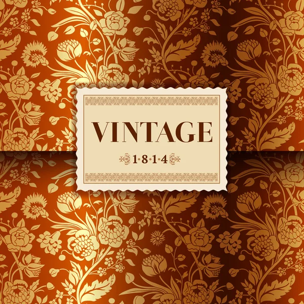 Cartão de ouro com buquês de flores vintage cravos e crisântemos Vetores De Stock Royalty-Free