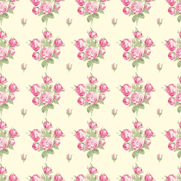 Бесшовный винтажный узор с букетами роз садовых роз, викторианский стиль . Векторная Графика