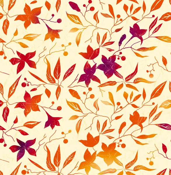 Fondo de otoño vectorial con hojas y flores de color naranja brillante, rojo Gráficos vectoriales