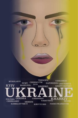 This illustration depicts a girl as a symbol of the struggle of the Ukrainian people. clipart
