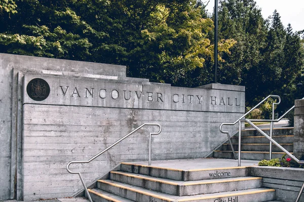 Vancouver Canadá Septiembre 2021 Vista Señal Vancouver City Hall Centro — Foto de Stock