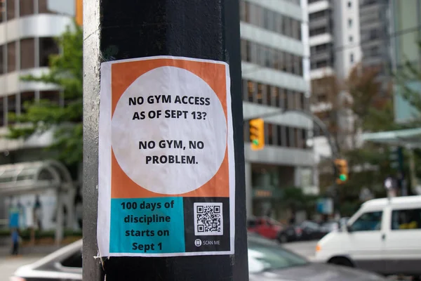 Vancouver Canada September 2021 View Sign Street Gym Access Sept — Stock Photo, Image