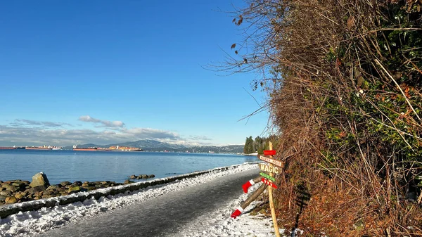 Vancouver Canada December 2021 View Christmas Art Object Seawall Stanley — Stock Photo, Image