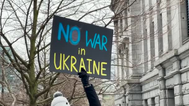 Vancouver Canada February 2022 Rally Invasion Ukraine Front Vancouver Art — Stock Video