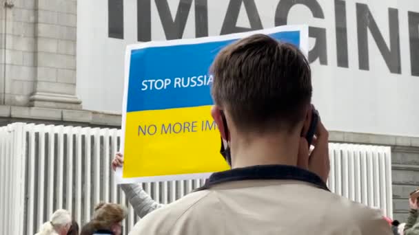 Vancouver Kanada Februari 2022 Berkumpul Melawan Invasi Ukraina Depan Galeri — Stok Video