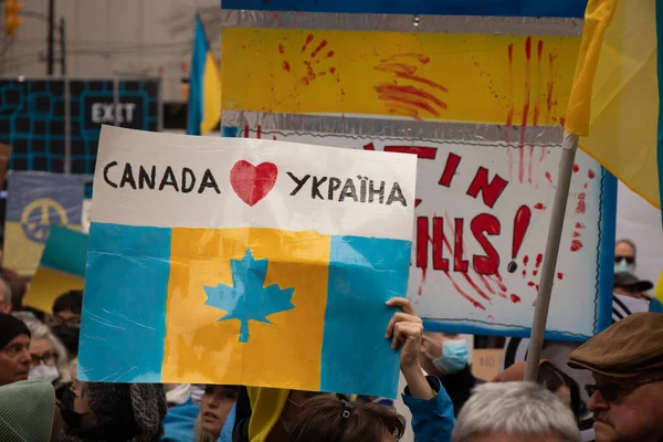 Ванкувер Канада 2022 Вид Підпис Канада Любить Україну Під Час — стокове фото