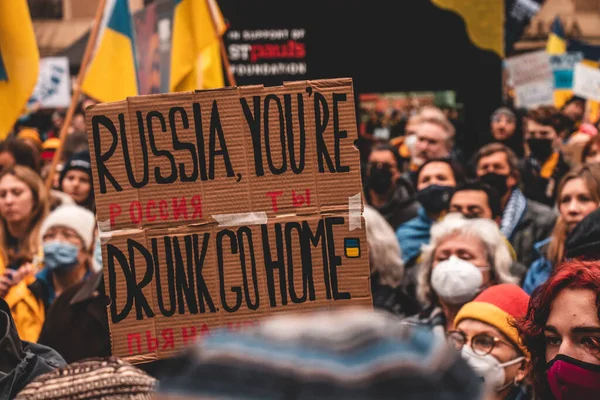 Vancouver Canada Februari 2022 Bekijk Bord Rusland Bent Dronken Naar — Stockfoto