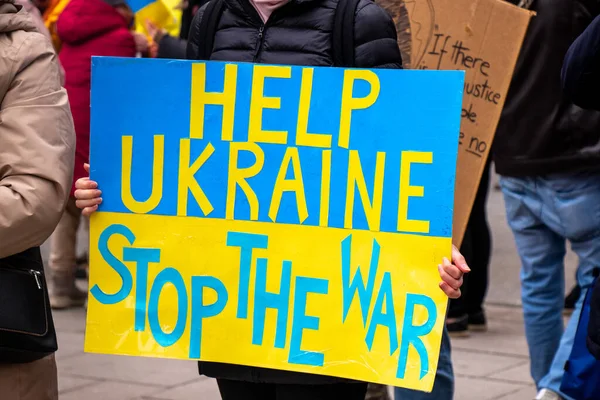 Ванкувер Канада Лютого 2022 Під Час Мітингу Проти Вторгнення Україну — стокове фото